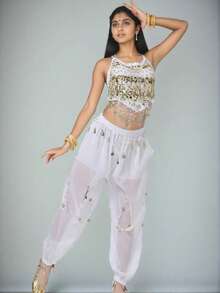 2 Pieces Dance Costume Adult Female Belly Dance Performance Costume National Stage Performance Costume Suit