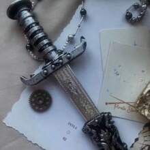 塑料COS道具深色复古小刀高端小玩具雕刻宫廷风万圣节装饰 - 黑色 - 查看 6