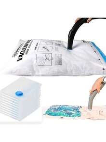 4 件套真空压缩袋，节省空间的储物袋，适用于衣物、床垫、毛毯、羽绒被、枕头、毯子、旅行和搬家 - 無色 - 查看 6