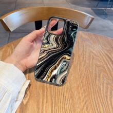 1pc Matte IMD Material Black & Green Marble Pattern Luxury Phone Case Compatible With IPhone 11, 12, 13, 14 Plus, 15 Pro Max, 16 Pro, 12 Mini, XS Max, 11 Pro Max, S25 Ultra, S24, S23 FE, A56, A55, A54, A16, A36, A06, A05, A15, Redmi 13C, 14C