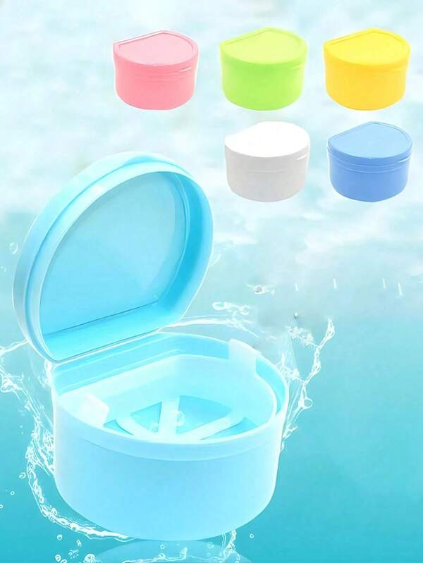 1 caixa para dentadura, estojo portátil para limpeza de contenções, estojo para dentaduras com filtro, protege dentaduras, aparelhos e contenções, o presente mais atencioso para os pais