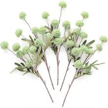 5pcs Faux Silk Pompon Mum Artificial Flowers, Bulk Fake Mini Chrysanthemums With Stems For DIY Bouquet Centerpieces Wedding Fillers Champagne Arrangements Shower Decorations, Beige