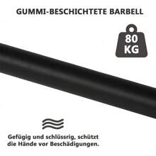 Juego de pesas con barra larga y discos, juego para desarrollo muscular con 8 discos de colores, 1 barra de acero, 2 seguros de seguridad