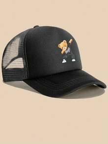 1 pieza Gorra de béisbol con estilo deportivo para hombres, con estampado de oso lindo, ajustable y transpirable de malla, adecuada para deportes al aire libre, golf - Multicolor - Ver 17