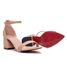 Sandalia Salto Baixo Marrom Bico folha Casual Lançamento Conforto Estilo Exclusividade Vitória Lugo