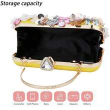 Gets Women's Floral Evening Clutch Bag - Colorful Floral Clutch Bag With Metallic Rhinestones, Use Dinner Party Party Wedding Season Halloween Gift Etc. - 黃色 - 查看 6
