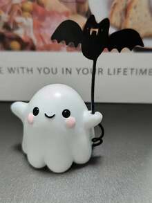 1 pieza Decoración linda de fantasma de Halloween de 3.15 pulgadas, decoración de fantasma con murciélago, adecuado para decoración de Halloween, decoración de mesa, sala de estar, dormitorio, estudio, decoración de habitación, decoración del hogar para festividades