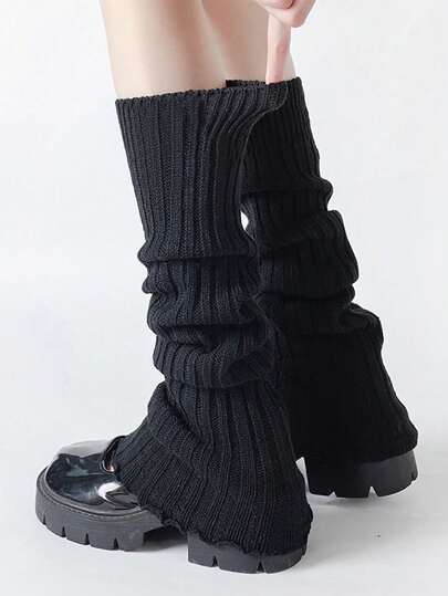 Women's Ribbed Knit Leg Warmers - Autumn & Winter Warmth, Leg Protection, Solid Color Knit Slouchy Leg Sleeves,For Costume Party Accessory, Y2k