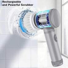 1pc Handheld Electric Cleaning Brush With 3pcs Or 5pcs Replacement Head Electric Spin Scrubber,Bathroom Cleaning Brush Power Scrubber For Kitchen, Bathroom Tub, Home,Shower Tile, Carpet Bidet, Cordless Spin Scrubber Household Suppliers Gadgets - Multicolor - View 6