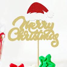 12/24 件圣诞快乐纸杯蛋糕装饰 3 种设计闪光蛋糕装饰圣诞树雪人圣诞快乐派对餐桌中心装饰食物签纸杯蛋糕装饰用品圣诞节 - 彩色 - 查看 7