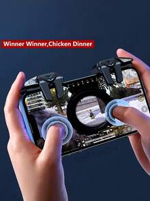 手机游戏手柄，手机游戏扳机，射击键控制器配件（不含电池），适用于手机玩家提升射击精度，提供更佳游戏体验，六指手机游戏扳机瞄准射击 L1 R1 ABS 按键，适用于安卓 iOS 通用游戏手柄摇杆