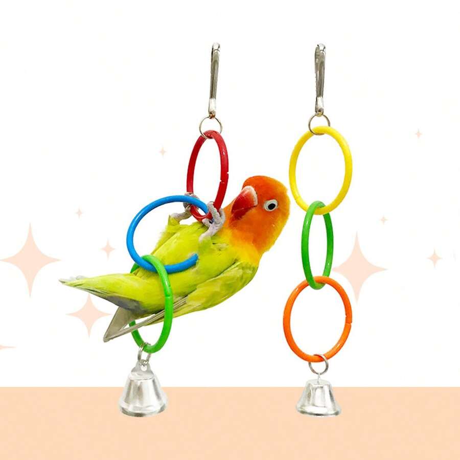 1 pieza Juguete de loro Anillo colgante colorido, para masticar, jugar, aliviar el aburrimiento, escalar - Multicolor - Ver 1
