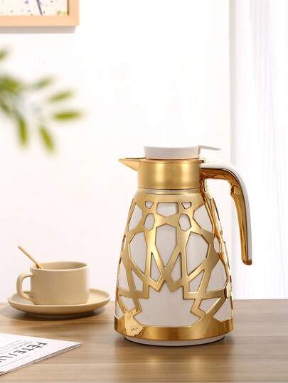 1pc 1000ml Gold Color Teapot, Middle Eastern Style High-Quality Coffee/Hot Water Kettle, Suitable For Home, Shop, Hotel Daily Use