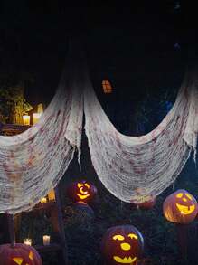 1pc Halloween Gauze Stretch Cobweb Black/ White/Red For Haunted Houses Halloween Party Scene Home Bar Haunted House Decor Horror Prop