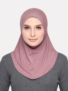1 件女士便捷头巾，全下巴覆盖，纯色头巾