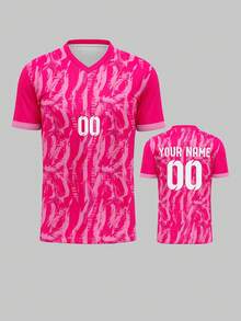 Summer & Autumn Custom Football Club Jersey, Breathable Quick-Dry 210g Spring/Summer Sports Team Club Training V-Neck Football Shirt With Front & Back Printed Name, Number, Logo, Comfortable Fit For Daily, Casual, Party, Stadium - Multicolor - View 4