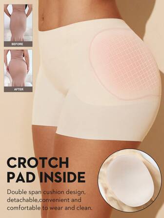 1 stuk dames taille trainer shorts met bilvulling, naadloze shapewear buikcontrole panty