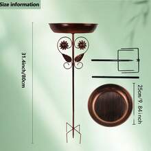 1PC Metal Bird Bath Stand And Feeder, With Column, Leaf, Sunflower Design, For Outdoor Garden, Courtyard And Lawn Decoration, With Five Strong Gripping Diameter - Outdoor Garden Water Feature Outdoor Decoration Garden Decoration Home Decor, Family Metal Wall Art Decor, Gift Preferred. - Multicolor - View 15