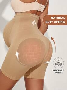 孕妇纯色弹力及膝短裤，适合夏季 - 米色 - 查看 2