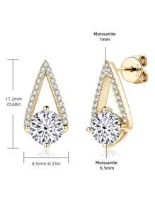 XUJIA 1 pereche cercei moissanite pentru femei cercei din argint 925 culoare D 6,5 mm și 1 mm rotund moissanite cercei stud pentru femei bijuterii aniversare cadouri pentru ea