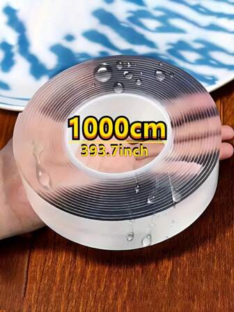 1 Rollo de 393.7 pulgadas de Cinta Adhesiva Doble Cara Nano - Fuerte, Transparente, Adecuada para el Hogar y la Oficina, Lavable y Sin Residuos en Plástico, Madera, Vidrio, Piedra, Metal, Cinta Adhesiva Doble Cara Nano de Alta Resistencia