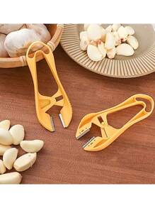 1/5 件大蒜剥皮器，带锋利刀片 - 高效快速去除蒜瓣，亮黄色手动蒜蓉机工具，适用于家庭厨房、餐厅、咖啡厅 - 易于清洁的设计，适合大蒜和其他球茎蔬菜，实用的厨房工具