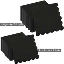 20pcs/40pcs/100pcs Black Cocktail Napkins Black Scalloped Paper Napkins Scalloped Bar Napkin Floral Shaped Beverage Dessert Napkin For Birthday Coffee Bar Kitchen Wedding Birthday Halloween Table Decorations