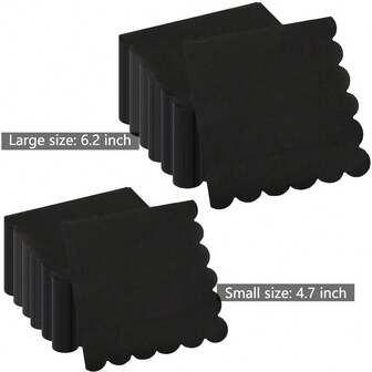 20 piezas/40 piezas/100 piezas Servilletas de papel negro con forma de abanico Servilletas de papel negro con forma de abanico para cóctel Servilletas de bar con forma de abanico Servilletas de bebida y postre con forma de flor para decoración de mesa de cumpleaños, cafetería, cocina, boda, Halloween