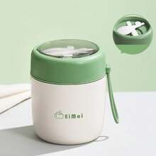 1 pieza Caja de almuerzo térmica portátil con aislamiento de acero inoxidable de doble capa de 500ml y 680ml, taza térmica para sopa, recipientes aislados, lonchera bento con cuchara plegable, útiles escolares