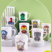 Marvel Mundwasser Becher Haushalt einfach kreativ Q Version Studenten Einzelgriff Becher, Badezimmer Zahnbürstenbecher mit Griff, Iron Man Becher