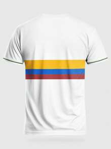 男士青年足球服 | 舒适运动T恤 | 几何图案百搭训练休闲上衣 | 夏季/秋季 | 足球训练装备 | 紧身球衣 - 白色 - 查看 4