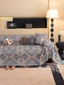 波西米亚风格拼布沙发套：为您的客厅增添艺术和异国情调，采用色彩缤纷的图案和独特的设计，打造舒适时尚的家居装饰 - 灰色 - 查看 5