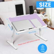 Piorlado Foldable Laptop Bed Tray Table, Height And Angle Adjustable Laptop Bed Table, Laptop Table For Bed/Sofa/Chair/Floor, Desk - Purple - View 2