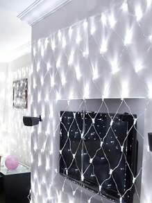 1 Stück Solar 1,5x1,5 Fischernetz Licht, wasserdichte LED mit transparentem Kabel, blinkende Lichter für Garten Außenbereich, geeignet für Terrasse, Wand, Dach, Balkon, Thanksgiving Dekorations Lichterkette