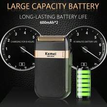 Kemei KM-2024 Men's Portable Electric Shaver, Professional Beard Trimmer, USB Rechargeable Face Shaver, Hair Clipper, Reciprocating Electric Shaver, Gift For Boyfriend And Father (1 Piece) - Black - View 5