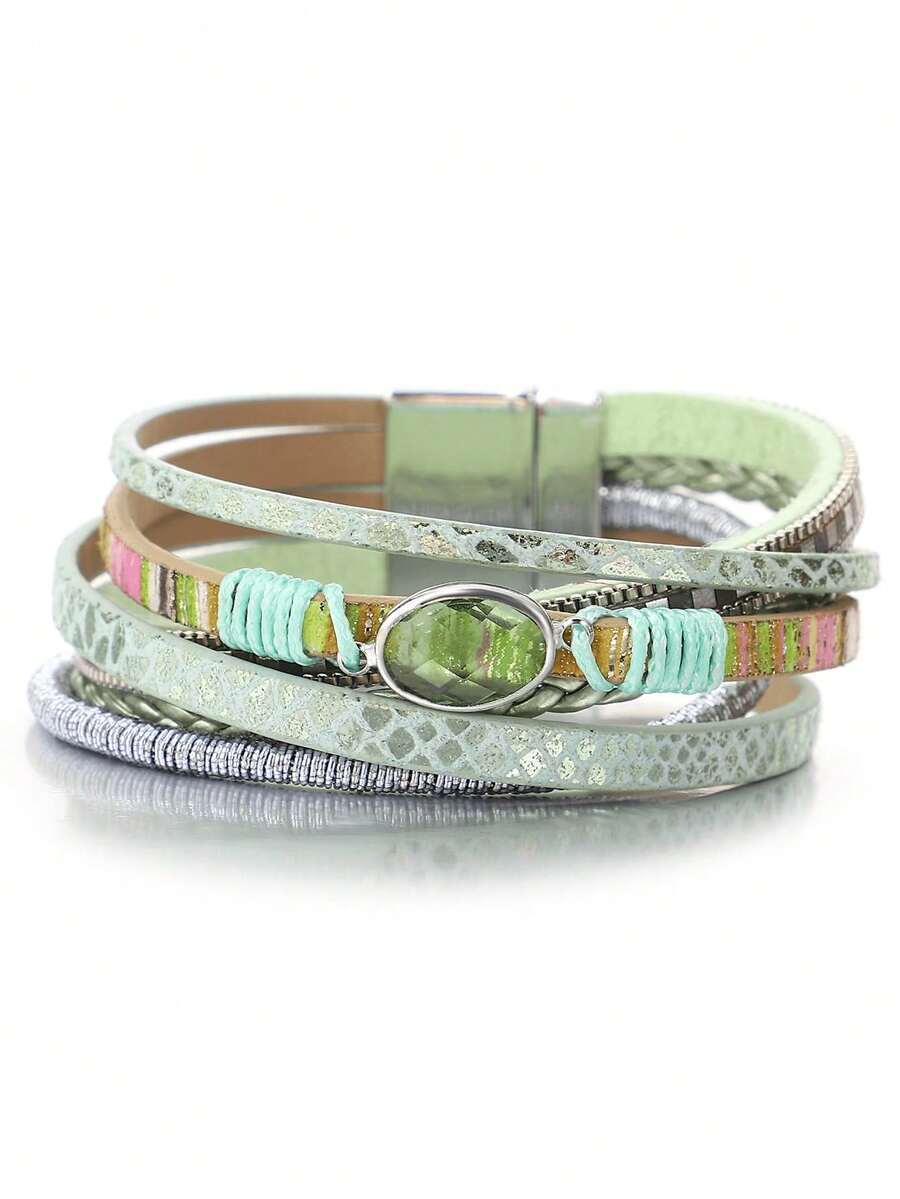 1 件水晶铜管锆石薄荷绿手链，多种颜色可选，母亲节礼物 - 薄荷綠 - 查看 1