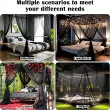 1pc Mosquito Net 4-Corner Bed Netting Canopy For Queen/King Sized Bed Polyester Fabric Bedding,Available In Five Colors