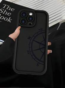 1 pieza Funda de teléfono con estilo de béisbol con bandera americana vintage y patrón de elemento de brújula minimalista, cubierta protectora suave mate negra adecuada para iPhone 16/15/14/13/12/11/Pro/ProMax/X/XR/XS/XSMAX/7/8/PLUS y modelos, gran regalo para mayores, amigos, familia, parejas, cumpleaños, conmemoración