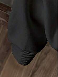 Young Girl Letter Pattern Warm Sweatshirt - Black - View 4