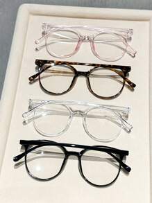 1/4pcs Unisex Round Clear Lens Glasses, For Office, Reading, TV, Gaming, Phone Use - Multicolor - View 2