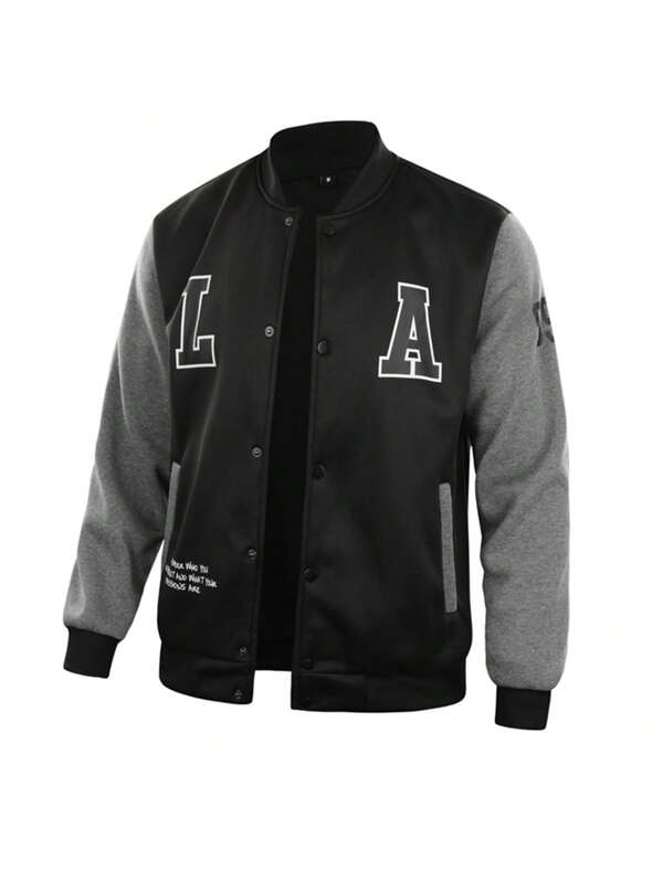 Men's Sports Baseball Jacket, Exaggerated Letter Logo, Suitable For Daily, Casual, Streetwear, Travel, Dating, Sports Wear