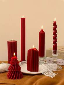 Christmas Aromatherapy Candle Center Decoration, Multiple Home Decoration Candles, Red Christmas Slender Candles, Suitable For Christmas Gift Decoration, Women's Gifts, Close Friend Gifts, Winter Gifts
