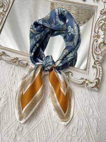 Boho 1pc Versatile And Fashionable Retro Flowers Sweet Picnic-Ins Style Chain Pattern Spring/Summer New Women Scarf