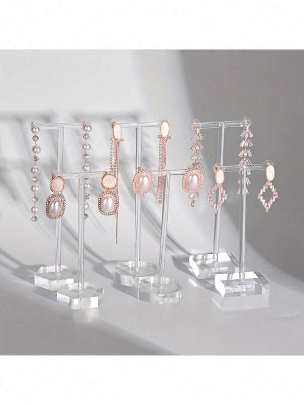 Fashion Style Clear Acrylic Earrings Display Holder Acrylic Jewelry Display Holder T Shape Stud Earrings Drop Earrings Showcase -Jewelry Making Display & Packaging Supplies