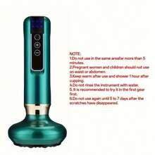 多功能按摩工具，智能便携设计，适用于家庭保健，1200mAh锂电池6级电动真空按摩器，身体按摩器充电按摩器智能负压装置，手持式脂肪块按摩器，可充电无线多功能按摩器。适用于在家按摩腹部、大腿、臀部和颈部 - 綠色 - 查看 9