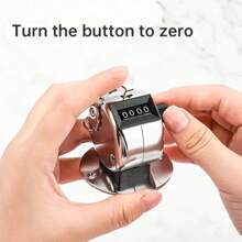 1pc 4-Digit Manual Metal Counter, Counting Counter 0-9999 - Silver - View 7