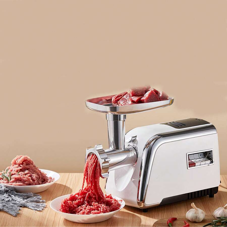 Fohere 5 In1 Meat Grinder Heavy Duty, Durable Stainless Steel Electric Meat Grinder For Home With Stainless Steel Sausage Stuffer Tubes(2 Sizes), Kubbe Maker & Burger/Slider Maker, Storage Box - US A Type Plug(110-127V) - View 1