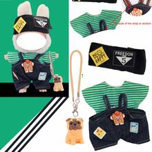 Labub 服装套装（不含娃娃）适合 17 厘米娃娃衣服/服饰配件、Labbu 衣服、娃娃配件。独特的胸章