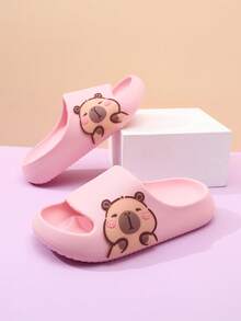 1 par de chanclas de espuma para niños, sandalias casuales de suela suave y antideslizante, ligeras y cómodas para niños pequeños y grandes, de unicolor simple con suela gruesa de EVA - Rosa - Ver 6