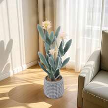 91 Cm Artificial Cactus, UV-Resistant Faux Cactus Plant, Artificial Cactus With Pot For Home, Office, Living Room, Bedroom, Foyer, Porch, Decoration - White - View 1